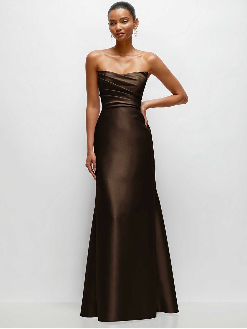 Dessy Strapless Chocolate Brown Evening Gown- NWT